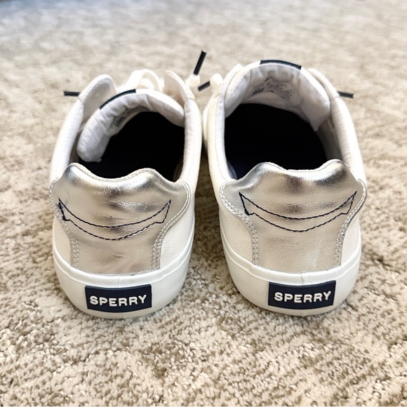 Sperry Seabed LTT Women’s White/Silver Canvas Slip-On Sneaker—9 1/2 - Picture 6 of 9